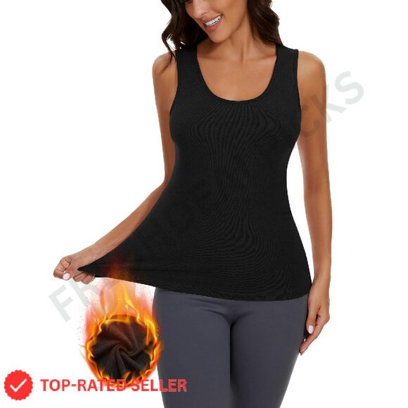 Fleece Lined Thermal Tank Top Sleeveless Warm Base Layer Chic Minimal